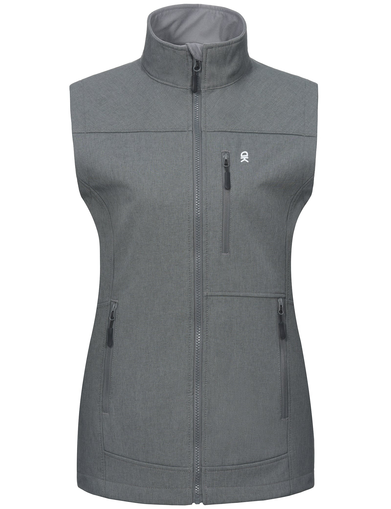 Little Donkey Andy Lightweight Softshell Vest for Women Fleece Lined Outerwear Zip Up Sleeveless Casual Windbreaker Jacket for Golf Hiking Running Jogging Outdoor Travel, Grey, X-Small