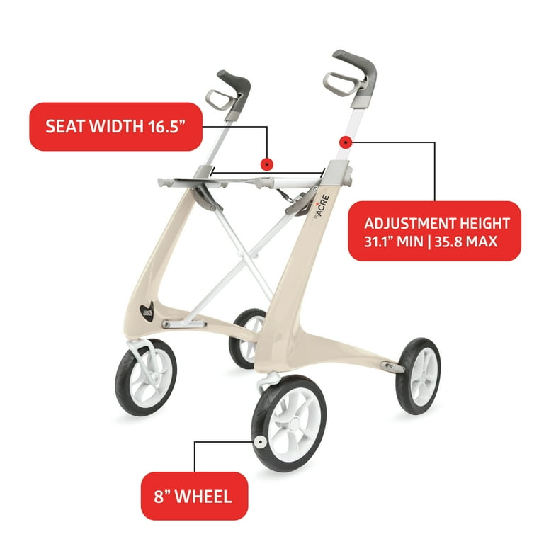 byACRE Carbon Ultralight Regular Rollator, 16.5In Seat Width