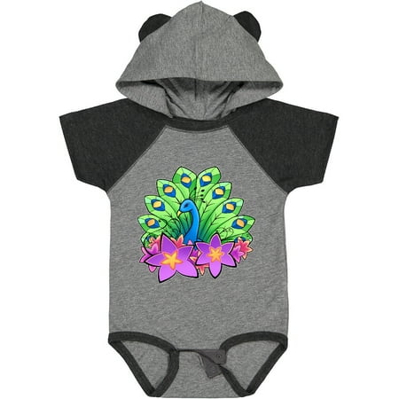 

Inktastic Peacock and Flowers Gift Baby Boy or Baby Girl Bodysuit
