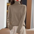 thumbnail image 2 of Gyexs Fall Sweaters for Women Solid Turtleneck Knit Sweater Knit Loose Thin Fall Winter Sweater Blouse Womens Winter Clothes, Khaki, Size S, 2 of 4