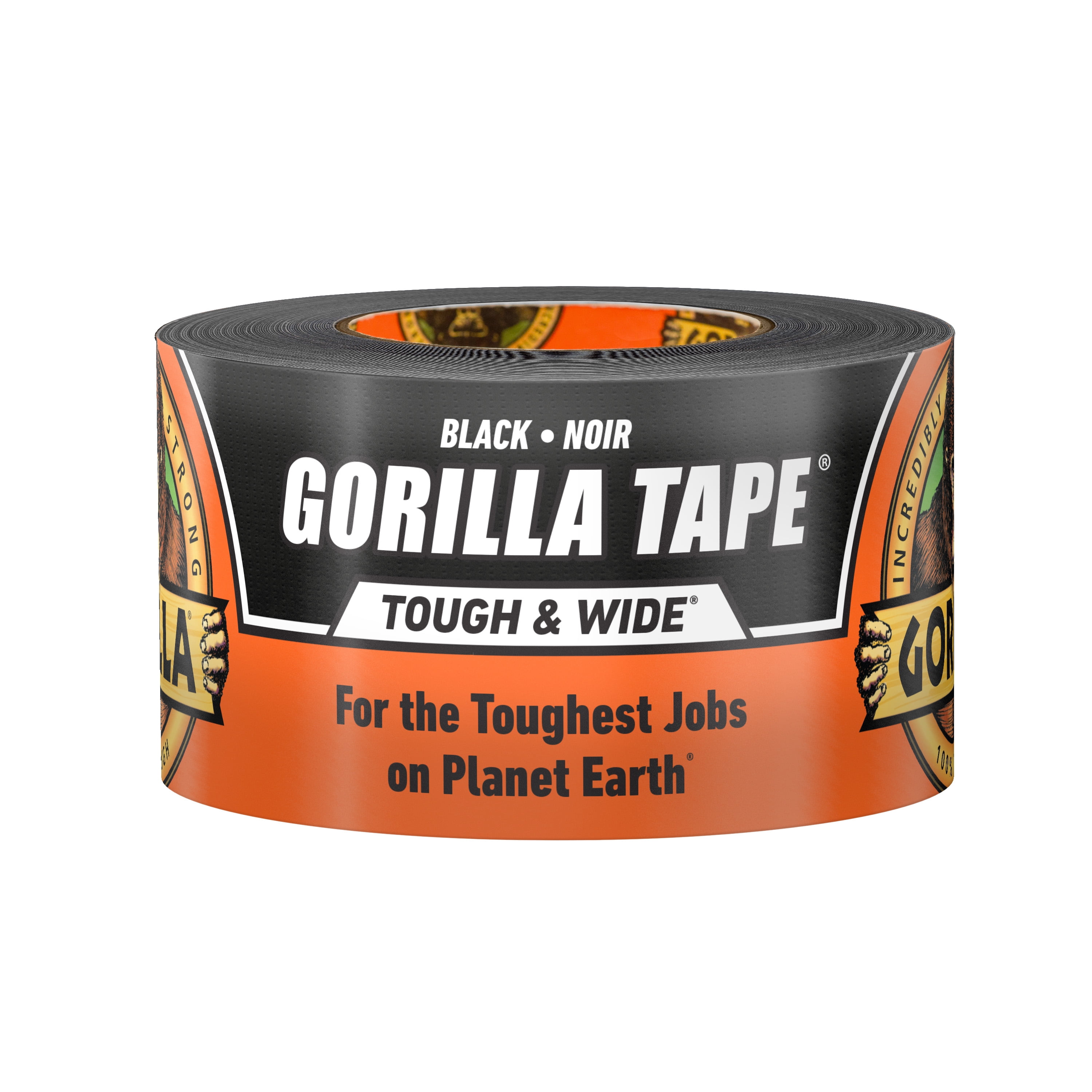 (2 pack) Gorilla Tape Tough & Wide, Black Tape, 2.88" x 25 yd