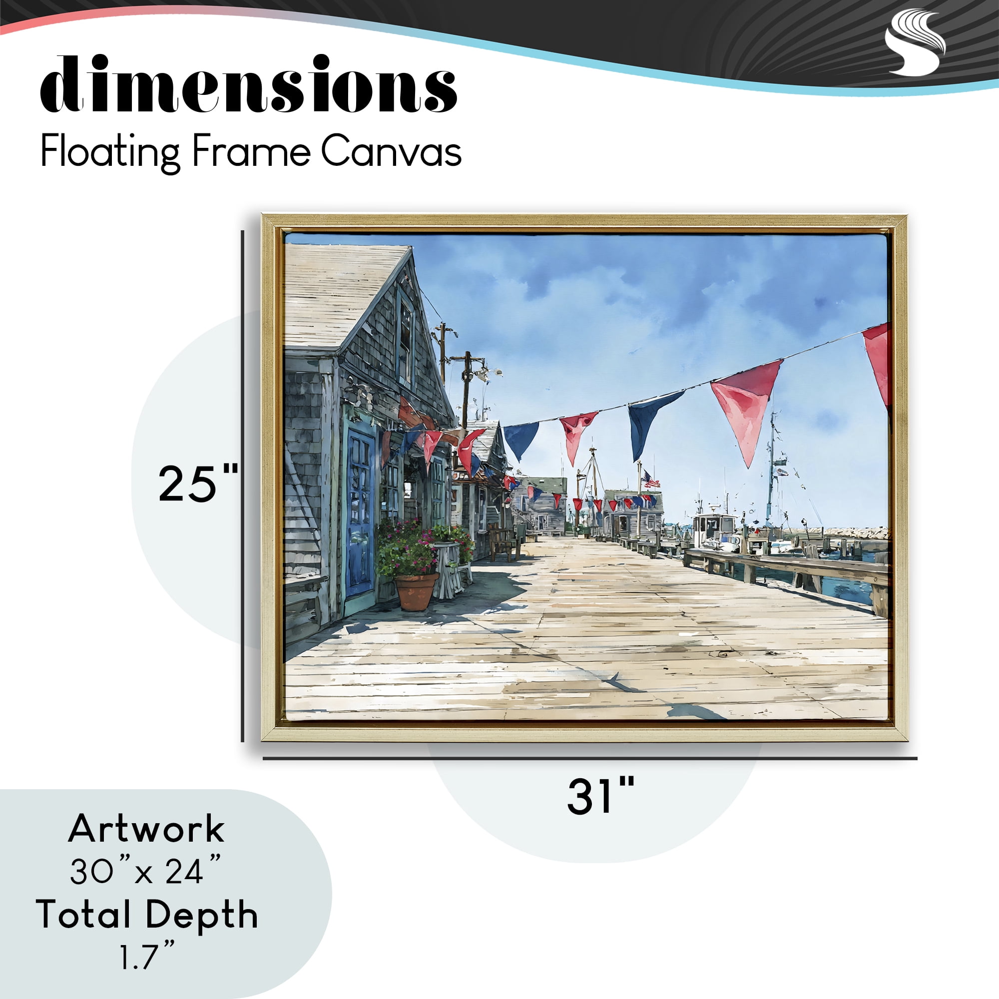 Stupell Industries Seaside Fishing Wharf Gold Framed Floater Canvas Wall Art, design by Franklyn Gregory