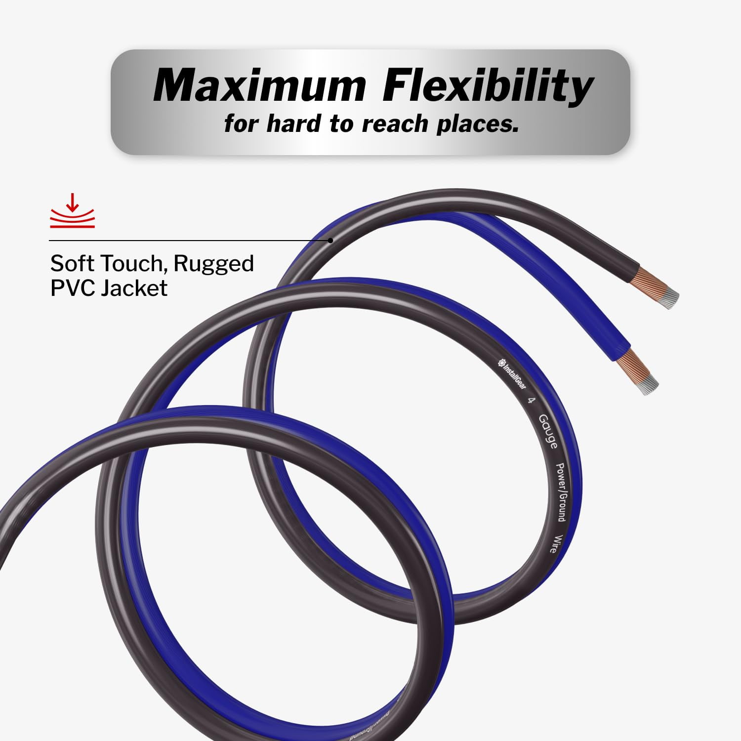 InstallGear 8 Gauge Wire (50ft) Copper Clad Aluminum CAA - Primary Automotive Wire, Car Amplifier Power and Ground Cable, Battery Cable, Car Audio Speaker Stereo, RV Trailer Wiring Welding Cable 8ga