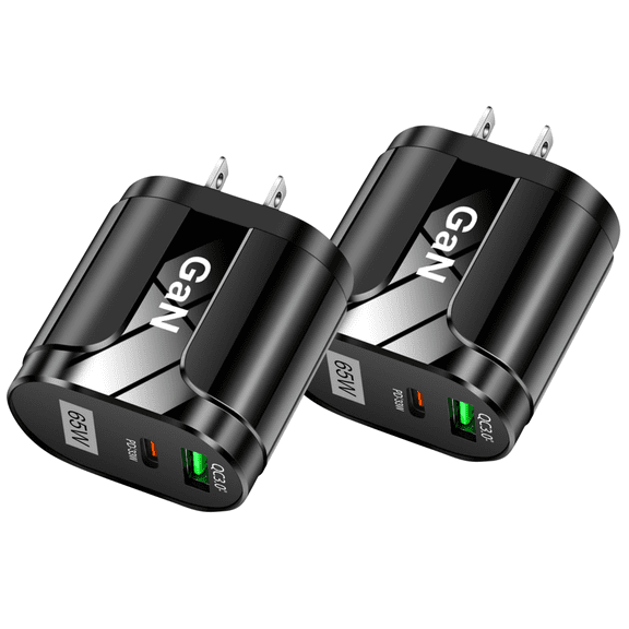 USB C Charger Block, 2-Pack 65W 2-Port USB C Wall Charger iPhone Charger Fast Charging PD Power Adapter QC Wall Plug Multiport Type C Brick Chargers for iPhone 17 16 15 14 13 12 11 Pro Max XS,Samsung