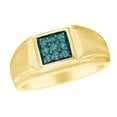 thumbnail image 2 of AFFY Simulated Blue Sapphire Square Comfort Fit Mens Band Ring In 14k Yellow Gold Over Sterling Silver (0.25 cttw)Ring Size-11, 2 of 2