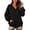 Black, variant on Oversized Sweatshirt for Women V Neck Long Sleeve Loose Pullover Wtih Kangaroo Pocket 2026 Fall Winter Casual Trendy Street Campus Pullover Daily Wear Army Green S