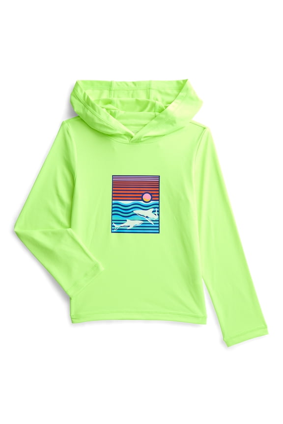 Boys Hooded Rash Guard with Long Sleeves, Sizes 4-18 & Husky
