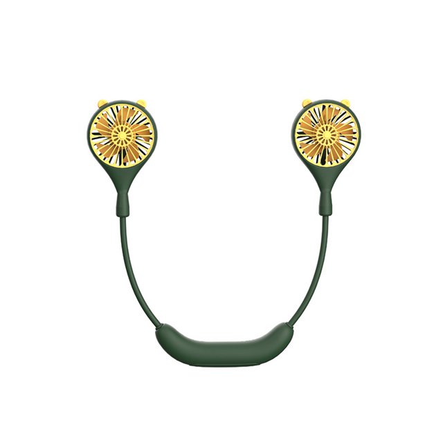 Wosthever Ventilador para colgar en el cuello, portátil, de Color sólido, para verano, 360 grados, plegable, giratorio, recargable, alimentado Electrodomésticos Verde