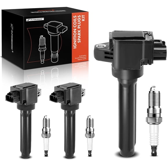 A-Premium Set of 3 Ignition Coil Pack and Iridium Spark Plugs Compatible with Mitsubishi Mirage 2014-2015 L3 1.2L Replace# 1832A057