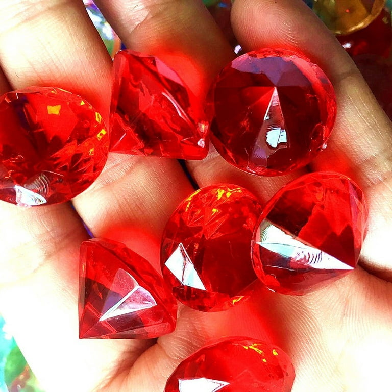 Acrylic Heart-Shaped Ruby Red Gemstone Vase Fillers