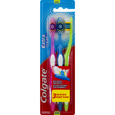 Colgate Extra Clean Full Head Toothbrush, Medium - 3 Count