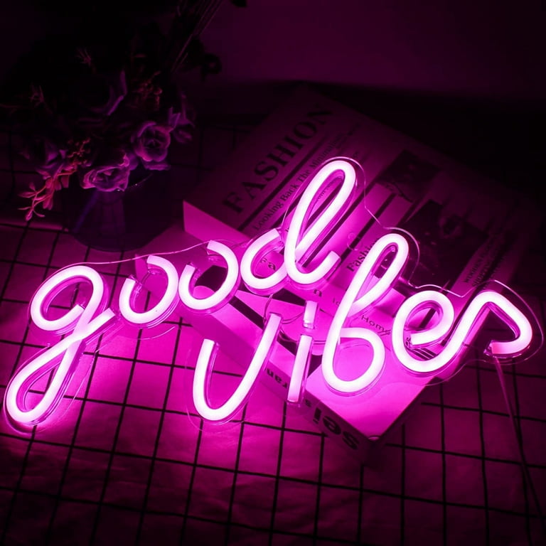 Good Vibes LED Neon Sign Light Bedroom Wall Decor USB Custom Name Neon  Light DIY