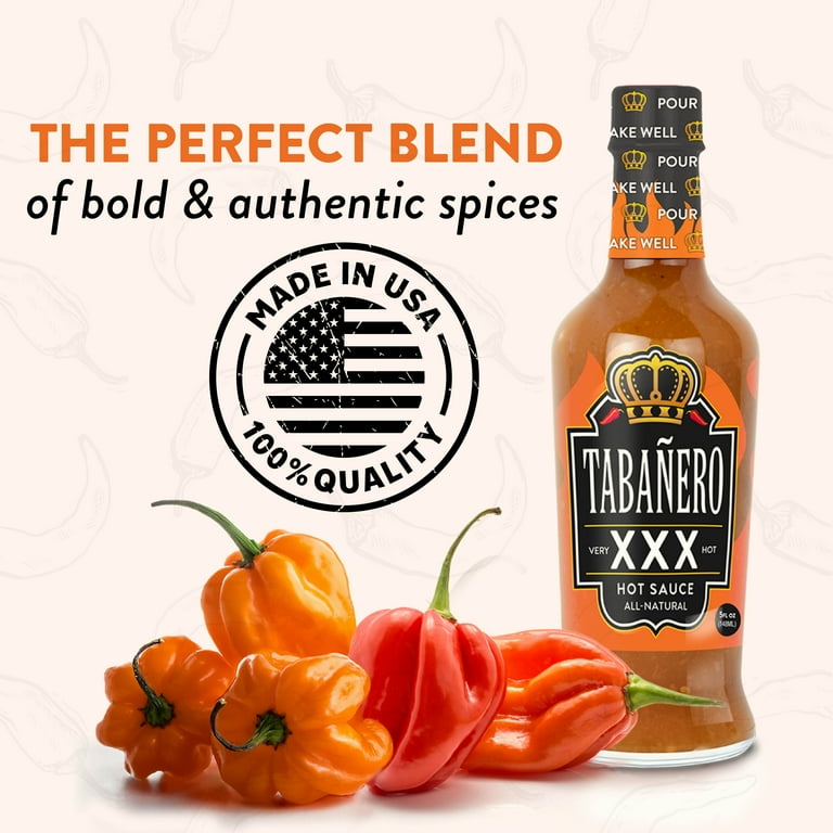 Tabanero Extreme Habanero XXX Hot Sauce - 5 oz Bottle, All-Natural