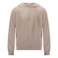 thumbnail image 4 of Huowey Men Coat Winter Thermal Fuzzy Thick Hoodies Half Zip Up Lined Casual Pullover Sweatshirt Solid Color Soft Comfortable Lightweight Athletic Dailywear,Beige,L, 4 of 4