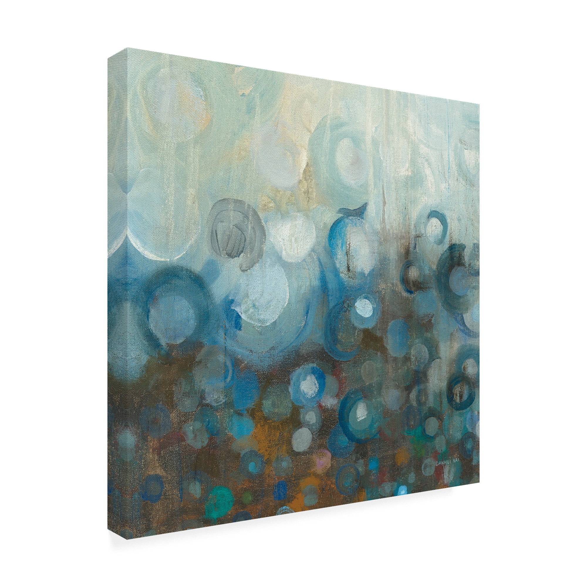 Trademark Fine Art 'Blue and Bronze Dots VII' Canvas Art by Danhui Nai
