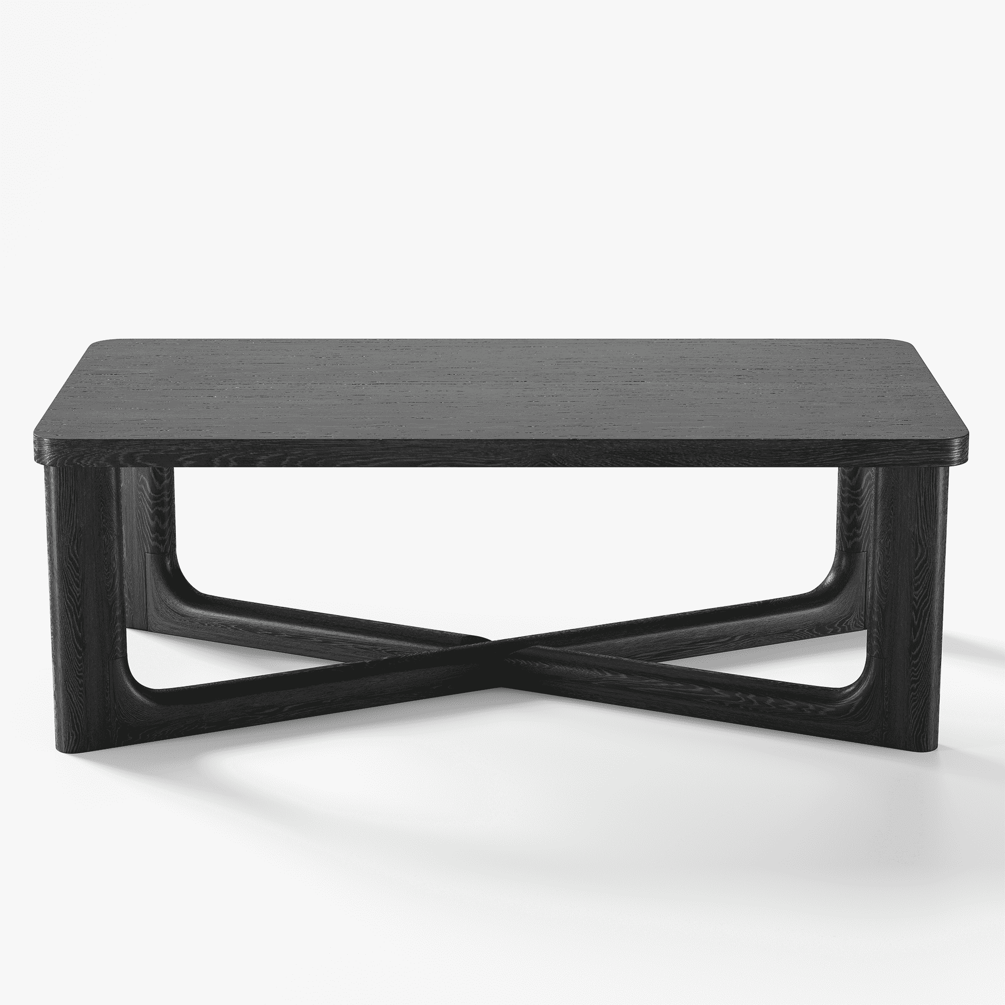 MAYEERTY 55” Rectangular Wood Coffee Table with Storage for Living Room, Black