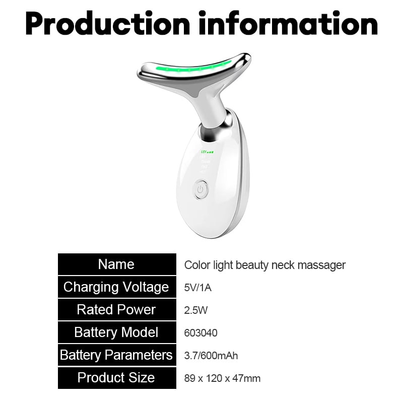 Red Light Therapy Massager for Face and Neck, 7-Color LED Neck & Face Rejuvenator, Multifunctional Facial Skincare Tools with Vibration