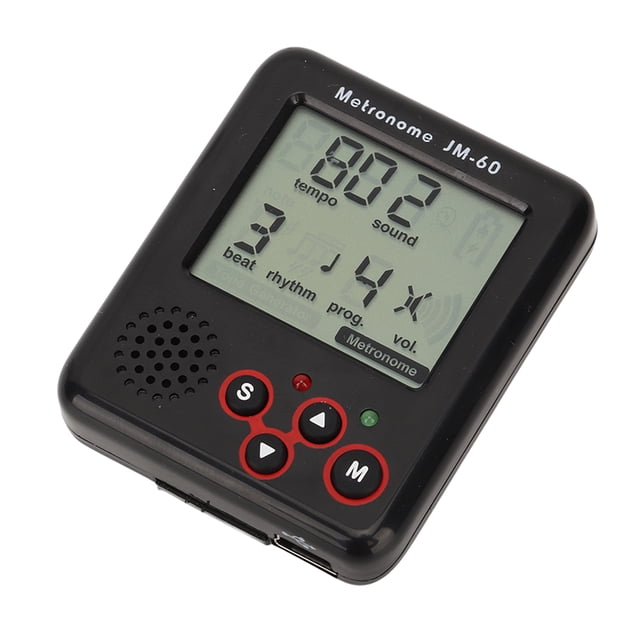 LCD Mini Metronome, Black Clear Sound 1000mAh USB Charging Clip On Digital Metronome For Music Class