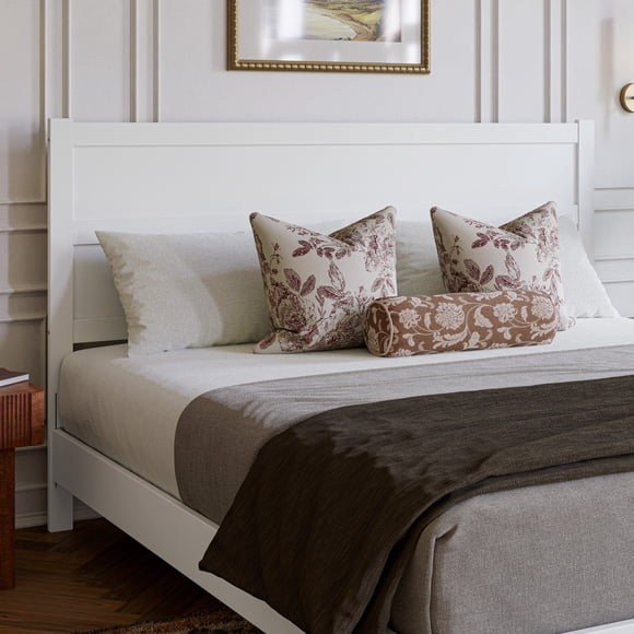 AFI Aveline King Mid-Century Panel Solid Wood Headboard in White