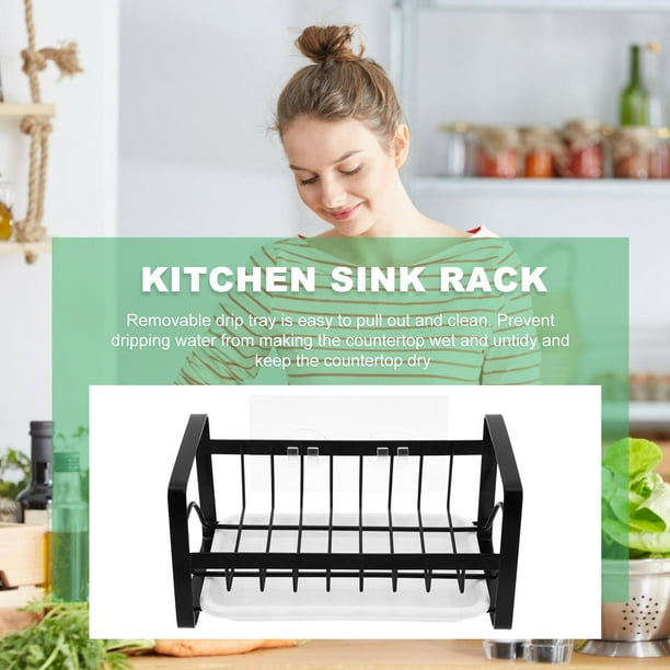 unbranded Organizador Colgante De Esponjas Para Fregadero Negro Con Soporte Para Jabón Y Extraíble