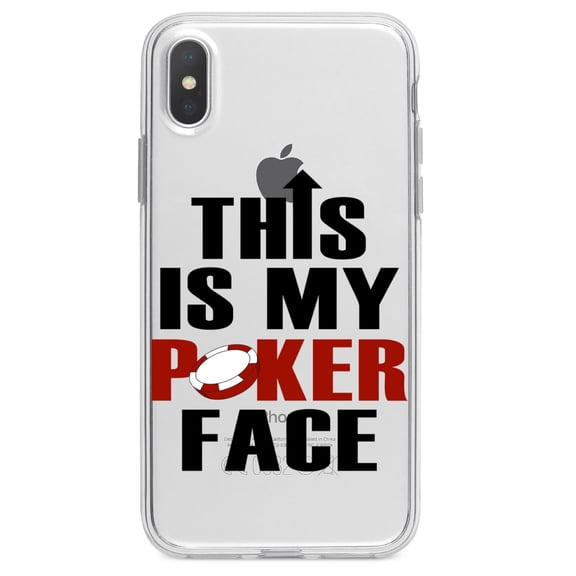 DistinctInk Clear Shockproof Hybrid Case for iPhone XR (6.1" Screen) - TPU Bumper Acrylic Back Tempered Glass Screen Protector - This is My POKER Face