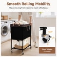 thumbnail image 3 of 2-Tier Rolling Laundry Basket, Heavy Duty Metal Frame with Lockable Wheels, Large Capacity Clothes Hamper for Bedroom Dorm Closet Organization, Black, 3 of 6