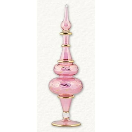 - Pink Floral Etched Egyptian Blown Pyrex Glass Perfume Bottle Made in Egypt New