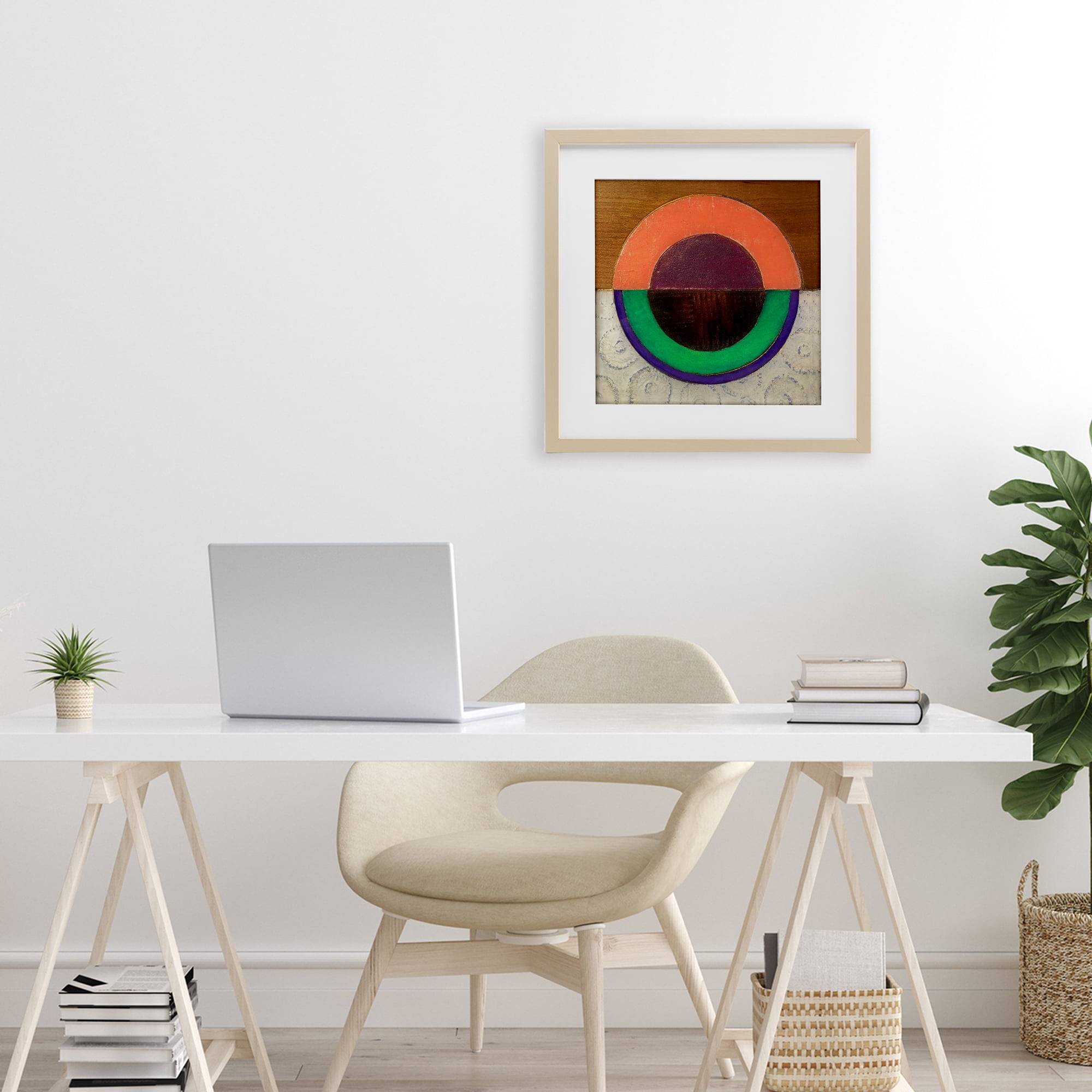 Stupell Industries Horizontal Split Circle Birch Framed Print Under Glass, design by Matthew Finger