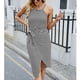 thumbnail image 1 of Vestido De Camiseta, Vestido Informal De Verano Con Abertura Frontal, Fibra De Poliéster De Buena Decoración Para Ir De Compras Para Vacaciones, 1 of 6