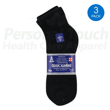 - Diabetic Quarter Socks for Men & Women Physicians Approved Socks, 3 Pairs, Size 9-11 (Black)