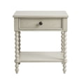 thumbnail image 2 of Antique Cream Nightstand with Drawer & Shelf, 24"W Farmhouse Bedside Table - Solid Wood Frame & Turned Legs, 2 of 10