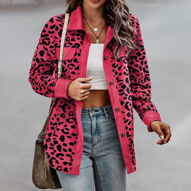 Chaqueta y abrigo informal de manga larga sin capucha para mujer, nueva chaqueta de manga larga con botones y estampado de leopardo, abrigo camisero para mujer