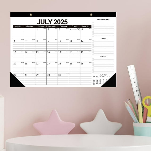 Calendario de escritorio 2025-2026, calendario de aula, adorno, regalo de año Nuevo, planificador mensual con agujeros para colgar para el Festival de
