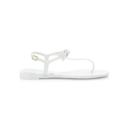 Image of ALEXANDRE BIRMAN Womens White 0.5 Heel Jelly Bow Accent Clarita Round Toe Block Heel Slingback Sandal 41
