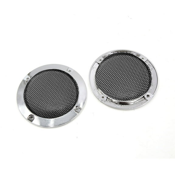 Unique Bargains 2Pcs 3.7 Inch Chrome Plating Car Audio Woofer Subwoofer Cover Protector Grill
