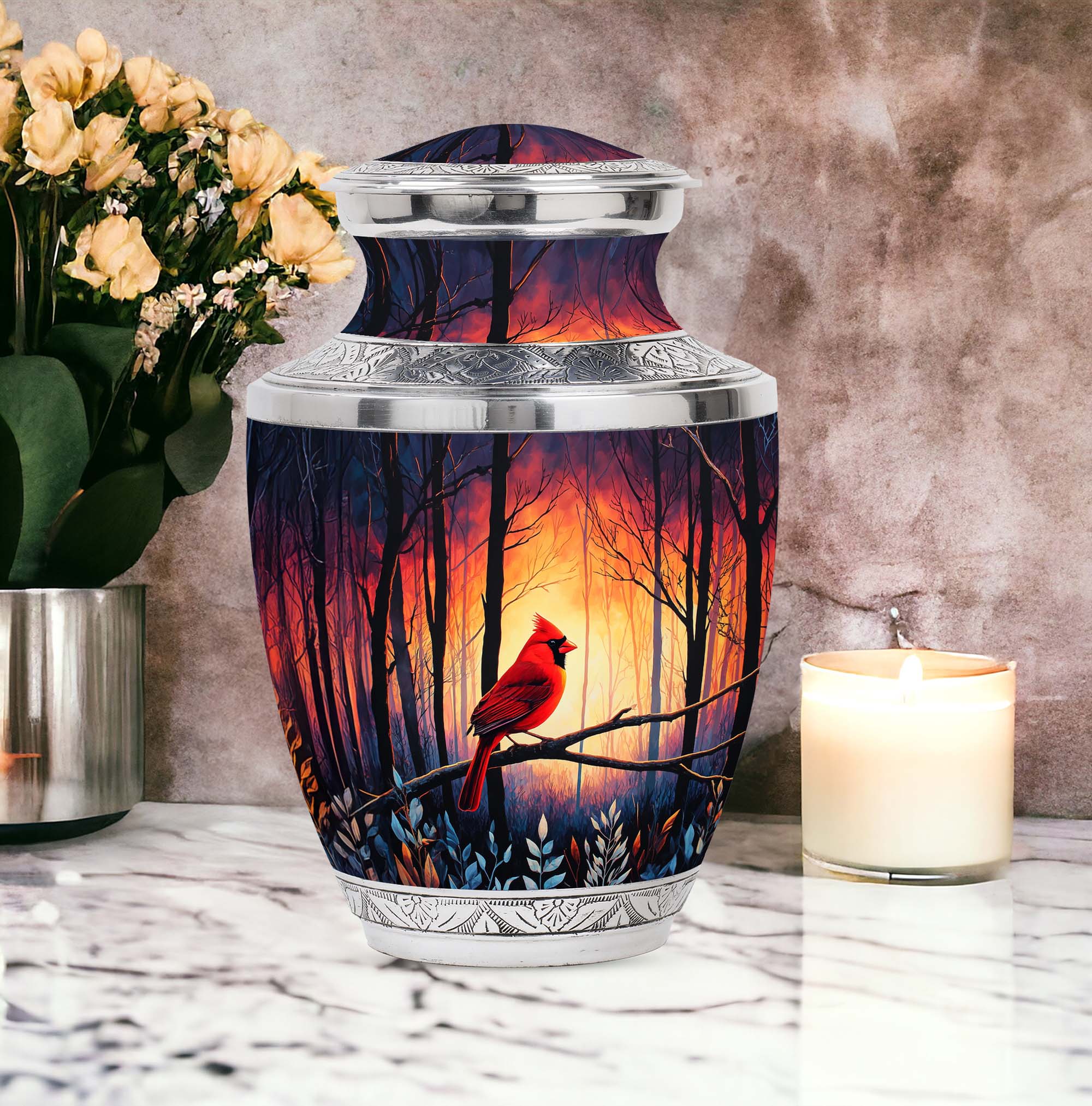 SABURIAL Cardinal Large Cremation Urns for Adult Female Ashes - Memorial Urn for Funeral - Decorative Burial Urns for Human Ashes Adult Man - Unique Urn for Male - 10 Inch