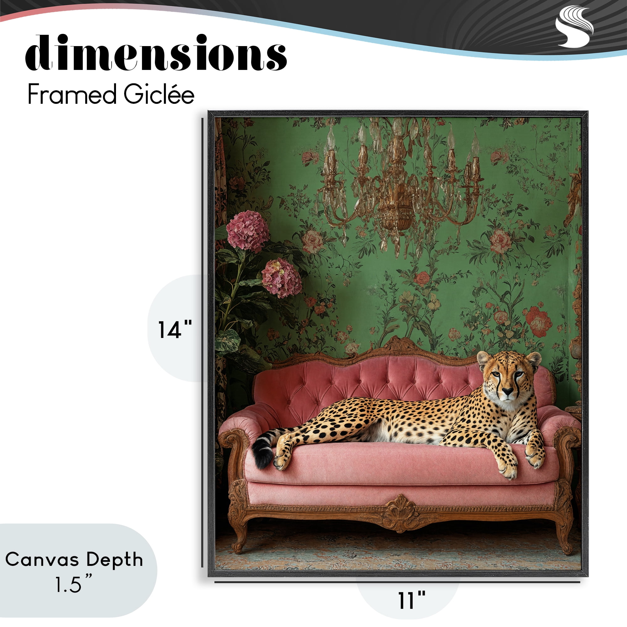 Stupell Industries Ornate Sophisticated Leopard Lounging Black Framed Giclee Art, design by Scott Stulberg