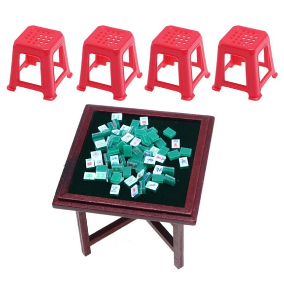 Ladaidra Brown fhgksm Dolls House Mahjong Tiles Set Realistic Dollhouses Mahjong Set Realistic Play