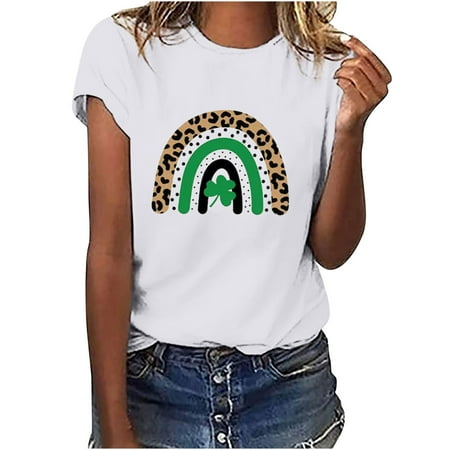 

Shirts for Women Womens Tops Dressy Casual Women s O-Neck Interesting Print Tops Casual Loose Blouse Tops Off The Shoulder Tops for Women on Clearance Tube Tops for Women White L