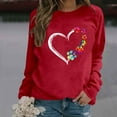 thumbnail image 2 of GPOECD Mode Femme Décontractée Couleur Unie Manches Longues Imprimé Lettre Col Rond Chandail en Molleton Sans Capuche Coupe Ample Chandail Confortable Rouge,P, 2 of 5