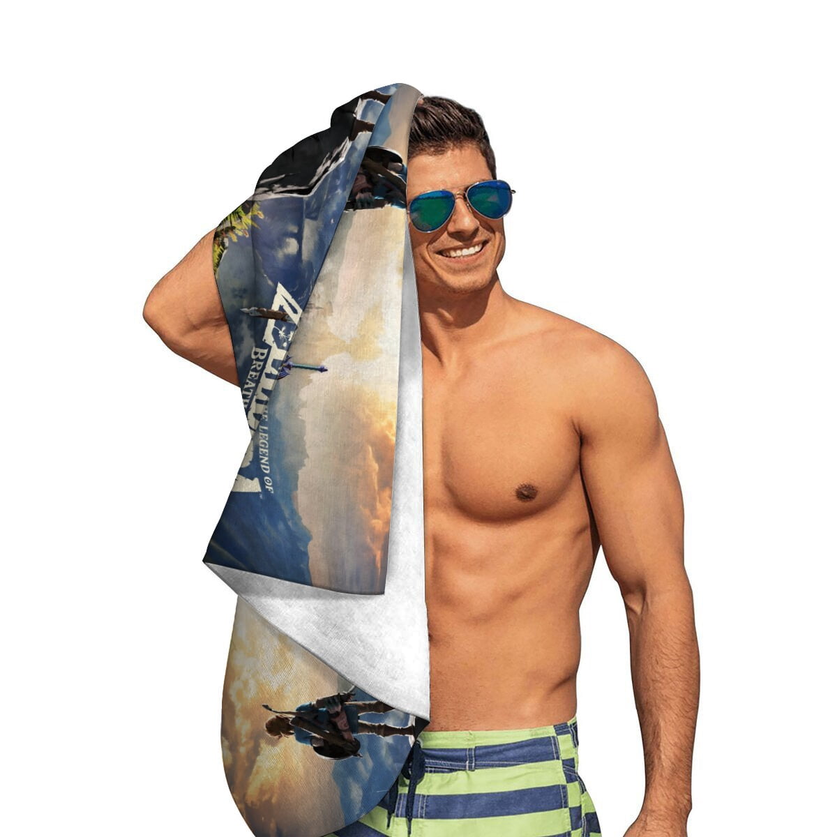 The Legend of Link Breath-theme Gifts Quick-dry Beach Towel for Women Girl Birthday Inspired Fan Bath Outdoor Music Lover30.7 x 59 in（78 X 150 CM）