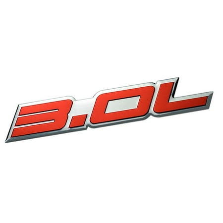 - 3.0L Liter Embossed RED on Highly Polished Silver Real Aluminum Auto Emblem Badge Nameplate for Acura BMW Honda Accord Hyundai Sonata Mazda Mitsubishi Outlander Eclipse Nissan Maxima Pathfinder