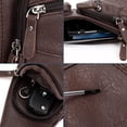 thumbnail image 6 of Halons Leather Chest Bag Waterproof Crossbody Sling Bag for Men Women | Adjustable Strap, Anti-Theft Shoulder Purse, PU Material, Coffee Brown Black | Travel Commuting Sports Street Fashion Organizer, 6 of 6