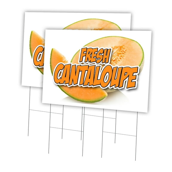 Fresh Cantaloupe 2 Pack Of 24" x 36" Yard Sign & Stake | Advertise Your Business | Stake Included Image On Front Only | Made in The USA
