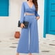 thumbnail image 4 of Conjunto de 2 piezas a juego para mujer elegante top y pantalones de pierna recta traje de chándal de otoño, 4 of 9