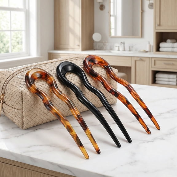 ibasenice 3-Pack Hair Bun Pins French Hair Forks U-Shaped Hair Accessories for Women Stylish Out
