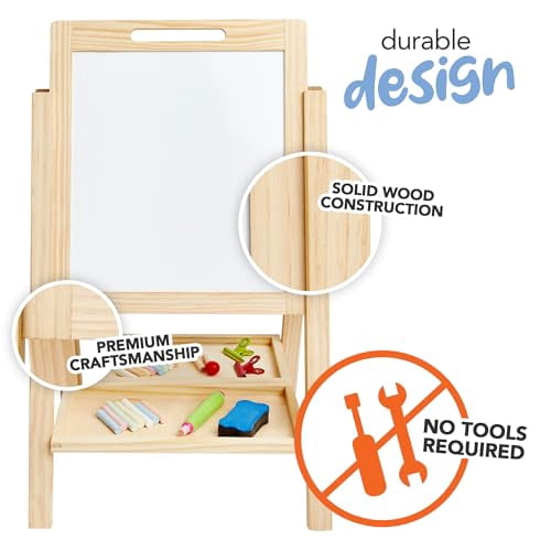 Kidaddle 2-in-1 Double Sided Kid's Easel, Tabletop Art Easel for Toddlers 2-4, Toddler Chalk Board for Children, Kid Art Easel, Arts Easel for Toddlers 2-4 Years, Painting Kit Kids