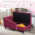 thumbnail image 4 of ACMEASE Upholstered Chaise Lounge with Right Armrest & Lumbar Pillow,Button Tufted Lounge Sofa with Storage,Lounge Chair Indoor,Modern Velvet Lounge Chair for Bedroom, Living Room and Office, Fuchsia, 4 of 7