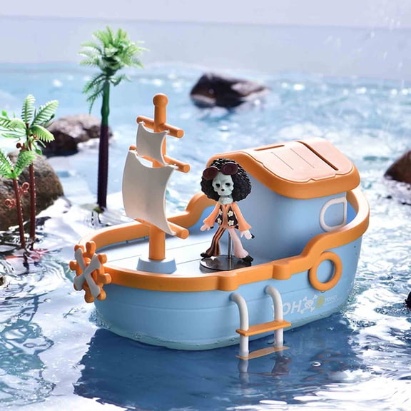 Pirate Ship Piggy Bank - Boys Savings Money Jar with Coin Deposit Slot, Fun Nautical Themed Money Box, Perfect Birthday & Holiday Gift, Durable Resin Craft, 10*5*4in, Blue