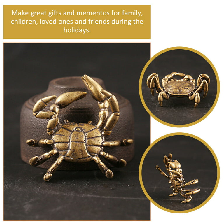 Crab Ornaments Table Decorations for Living Room Brass Figurines Gold Fish  Tank Accessories Mini 